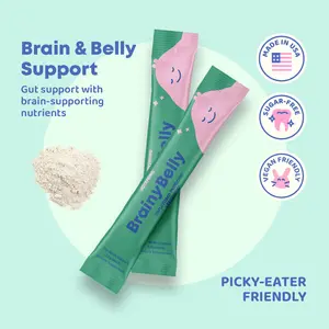 JoySpring Brainy Belly Kids Probiotic & Prebiotic Powder Sticks | Unflavored Daily Gut & Digestive Support | Ages 4+