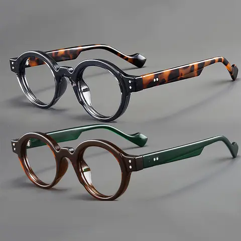 Unisex Oversized Vintage Eyeglasses (2pcs) - Full Rim PC Frame, Shockproof Non-Prescription PC Lenses, Protective Case, Retro Round Casual Frames & Glasses, Eye Fashion Stylish Accessory Non-Prescription Glasses for Daily Wear