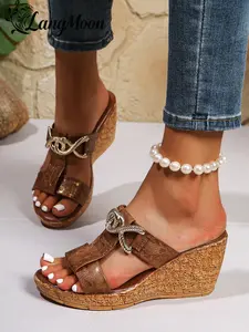 Langmoon Vintage Metal Knot Heeled Sandals, Elegant Antique Copper Snake Pattern, Anti-Slip Rubber Sole, Spring Summer Fashion Shoes