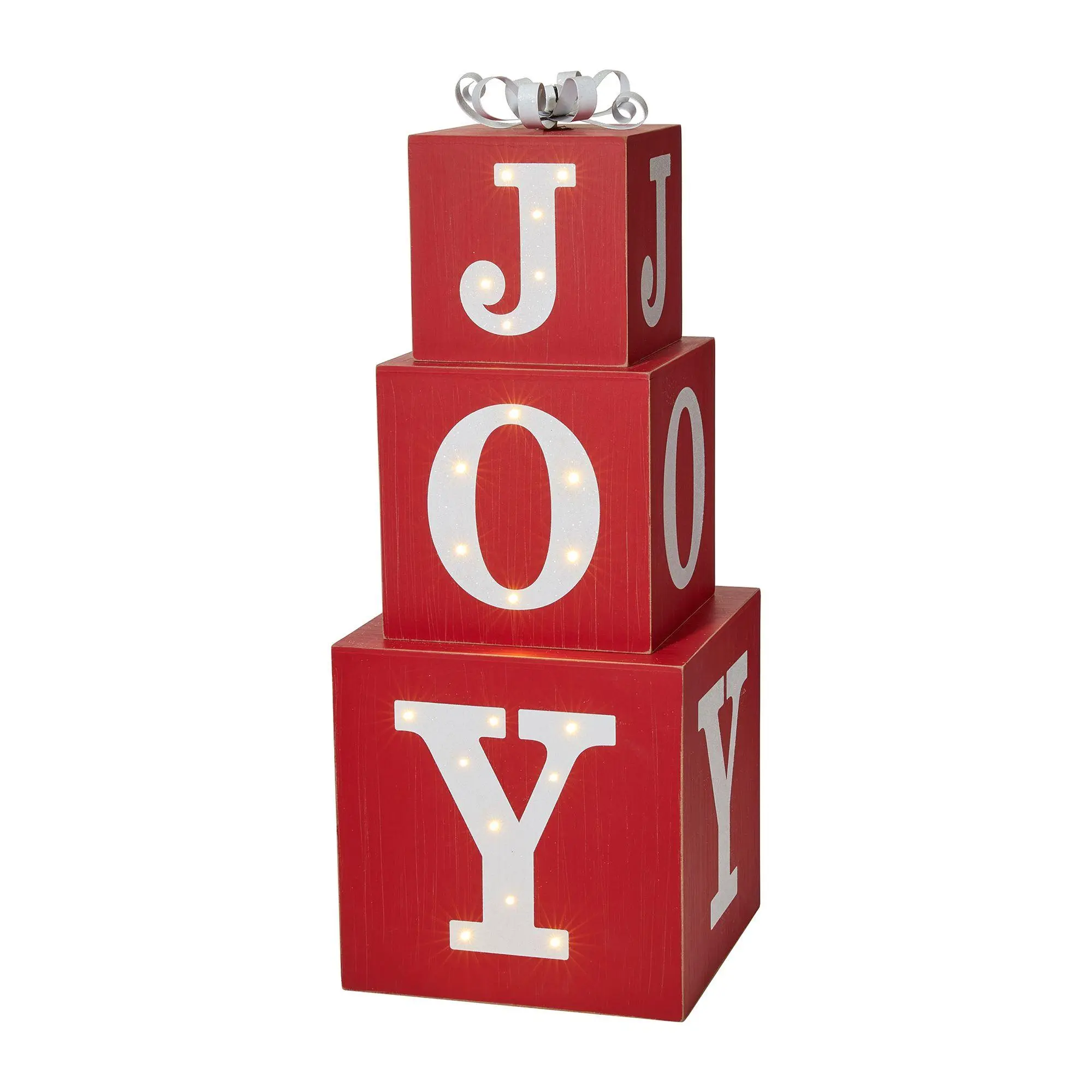 Glitzhome 32"H JOY Stackable Nesting Christmas Boxes Glitzhome 32"H JOY Stackable Nesting Christmas Boxes