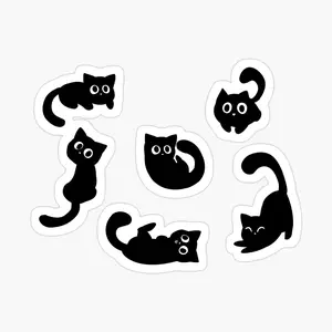 Black Cat Stamp Sticker - Cute Sticker - Waterproof Sticker - Bumper Sticker 3x3 inch - Vinyl Sticker Decal for Car Laptop Wall Window Water Bottles Decor Decorative