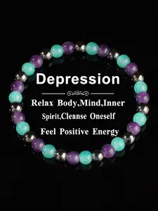 Stress-Resistant Bracelet, Healing Crystal Bracelet, Handmade Banded Quartz Colorblock Beaded Jewelry, Fashion Accessory for Men and Women, Perfect Gift