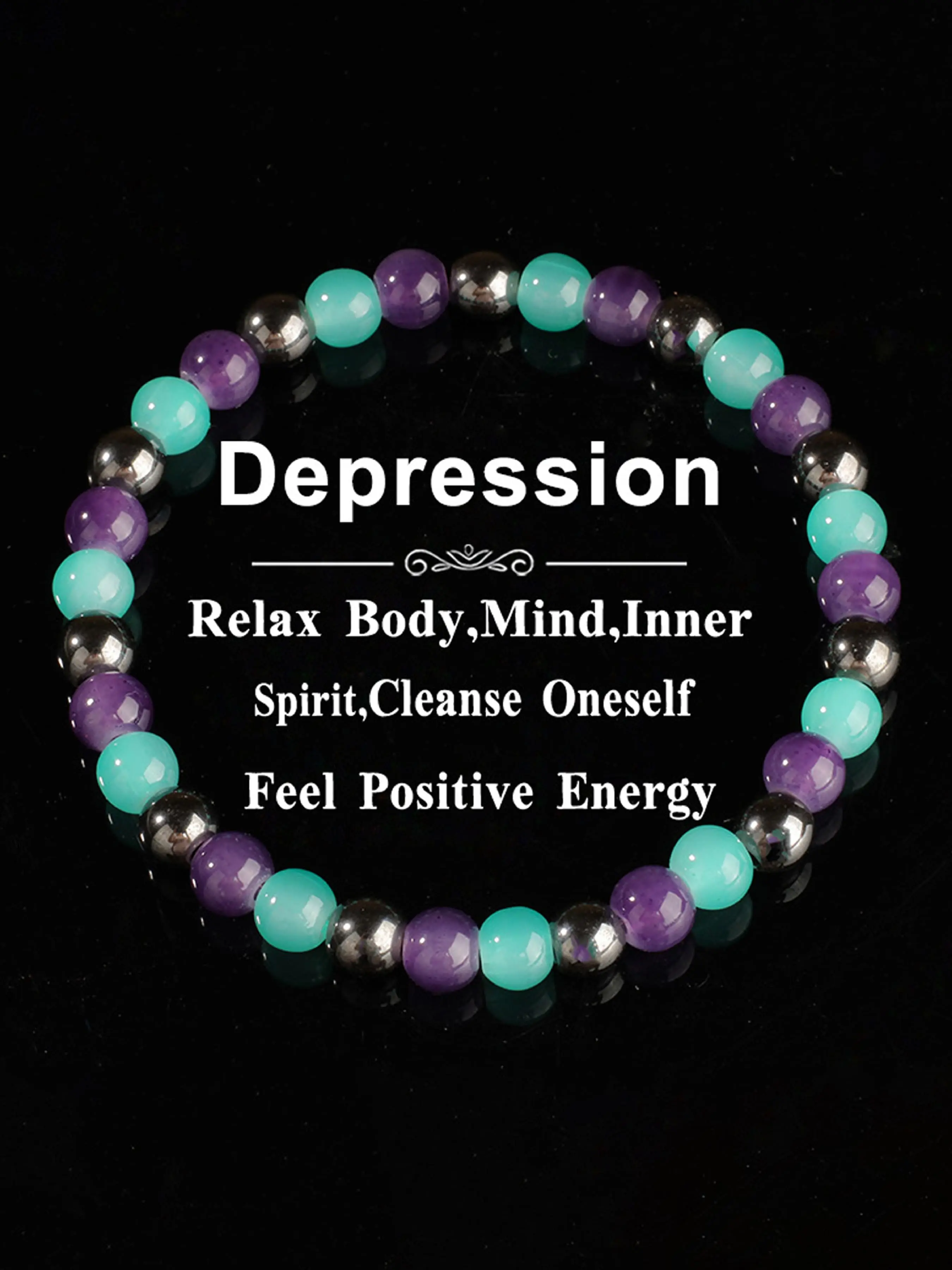 Stress-Resistant Bracelet, Healing Crystal Bracelet, Handmade Banded Quartz Colorblock Beaded Jewelry, Fashion Accessory for Men and Women, Perfect Gift