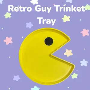 Retro Guy Trinket Tray - Yellow Pac-Man Design with Stars Background