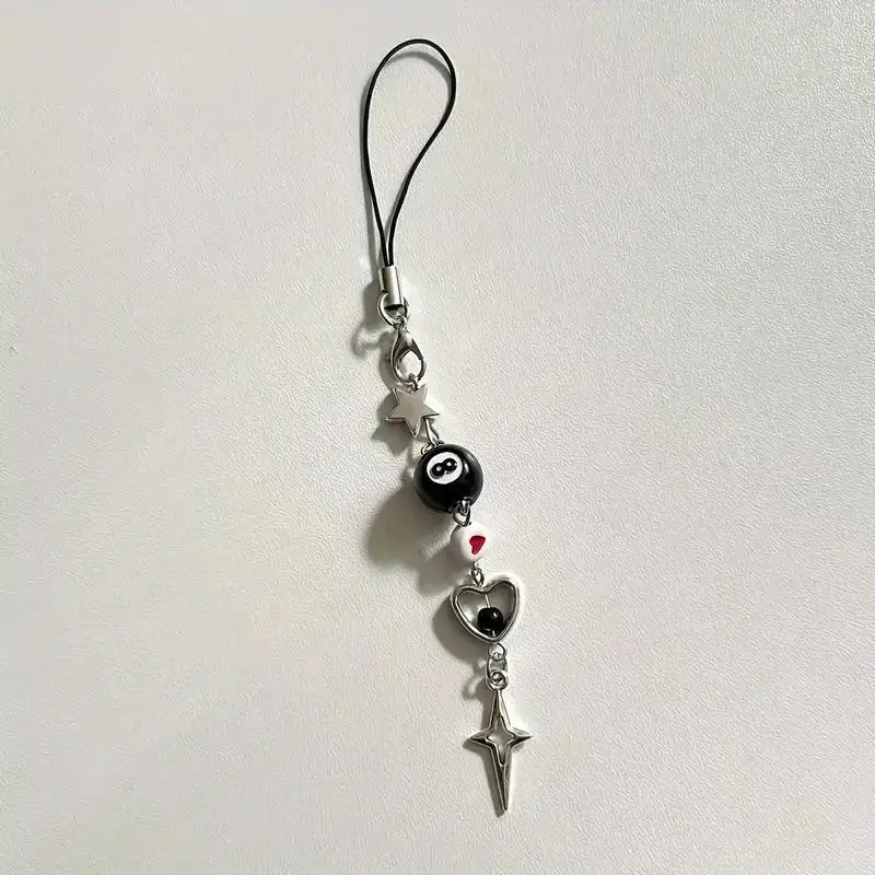 Heart & Star Design Phone Lanyard, Creative Design Decor Phone Charm, Phone Strap for Women & Girls, Mobile Phone Decorative Pendant