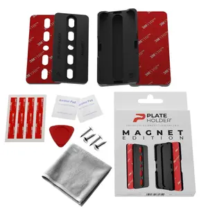 Plate Holder Magnet Edition with Strong Adhesive Strips & Easy Installation Kit for Secure License Plate Attachment