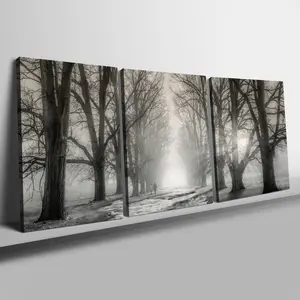 Forest Tree Pattern Canvas Painting with Frame, 3 Counts/set Wall Art Poster, Wall Art Decor for Home Living Room Bedroom Office, Ornaments