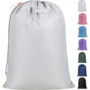 Heavy Duty Laundry bag, 28 x36 inches Large Laundry Bag with 130gsm Tear Resistant Fabric and Handles, Durable Clothes Drawstring Bag for Laundry Hamper, College, Dorm, Travel, Silver