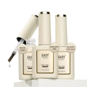 GAOY Gel Top Coat, Builder Gel and Base Coat Set, 16ml 3 Pcs Clear Glossy No Wipe Combination for Long Lasting UV Gel Nail Art DIY