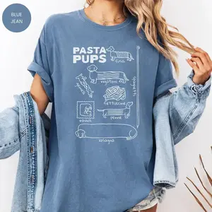 Comfort Colors Pasta Pups T-shirt Funny Daschund T-shirt Italian Mediterranean Foodie Gift For Weiner Dog Mom