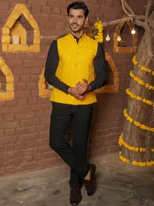Yellow jacket, featuring self-print