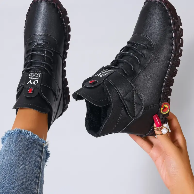 New Fashion High-Top Short Boots, Unique Laces & Velcro Design, Soft Thick Sole Anti-Slip Wearable, Stylish Footwear for All Seasons