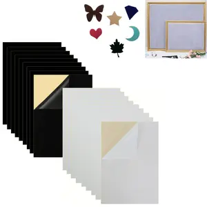 20Pcs 8.3" x 11.8" Self Adhesive Felt, Black & White DIY Self Adhesive Fabric for Art & Crafts, Peel and Stick Felt for Drawer/Jewelry Box summervibes