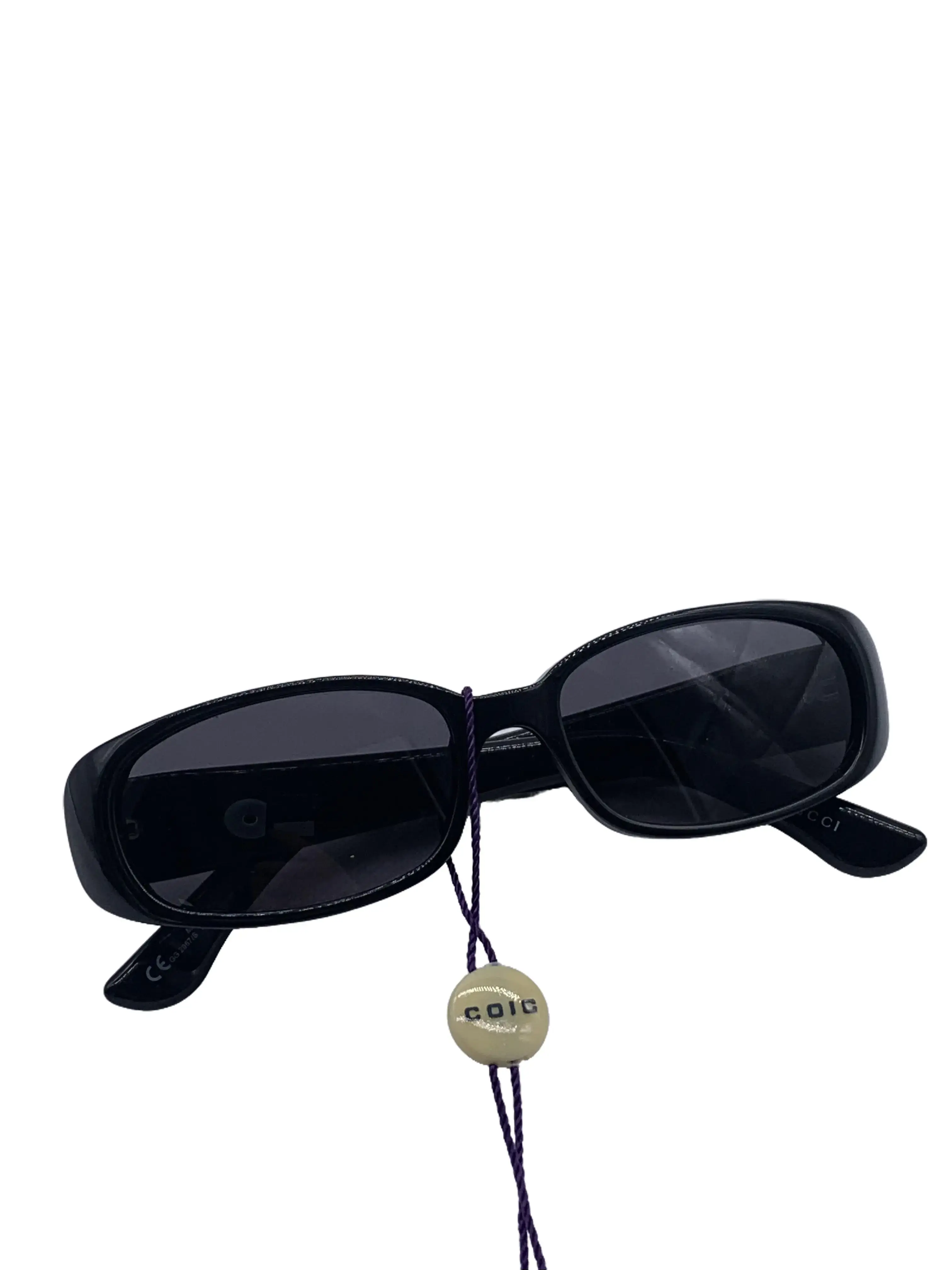 Pre-owned Gucci Glossy Black Narrow Rectangle Sunglasses/FYBH03326402/6402