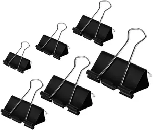 Binder Clips Paper Clamps Assorted Sizes 100 Count (Black), X Large, Large, Medium, Small, X Small and Micro, 6 Sizes in One Pack, Meet Your Different Using Needs. Paperclips Stationery