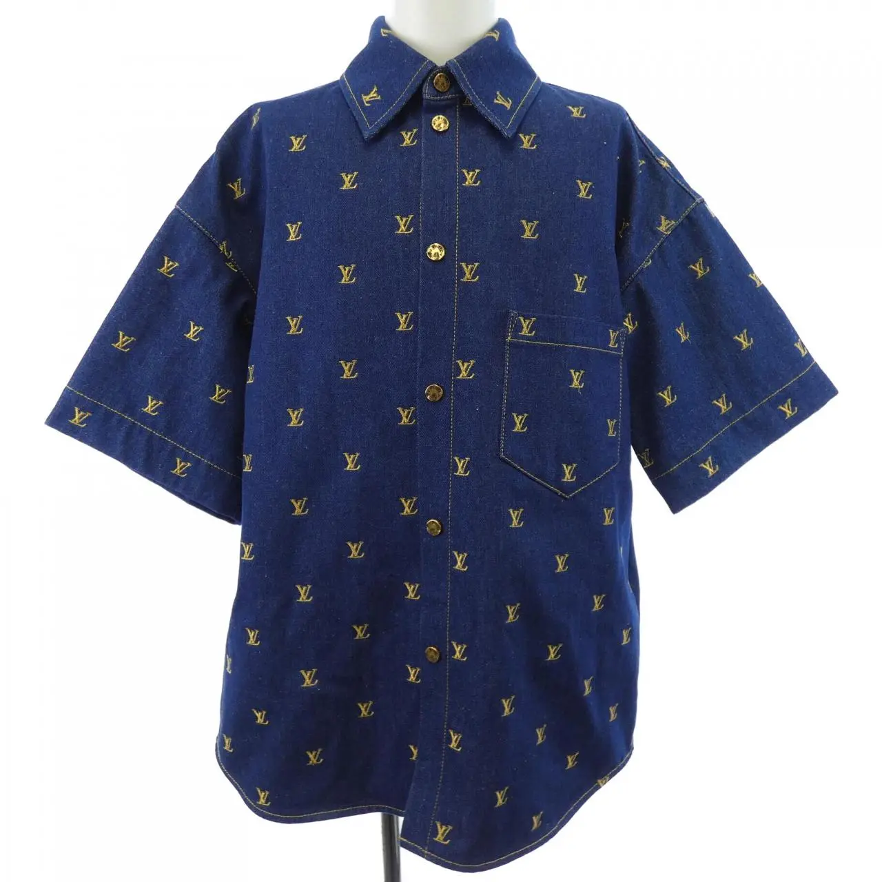 Pre-owned Louis Vuitton Denim Small Leather Goods Embroidered Signature Shirt