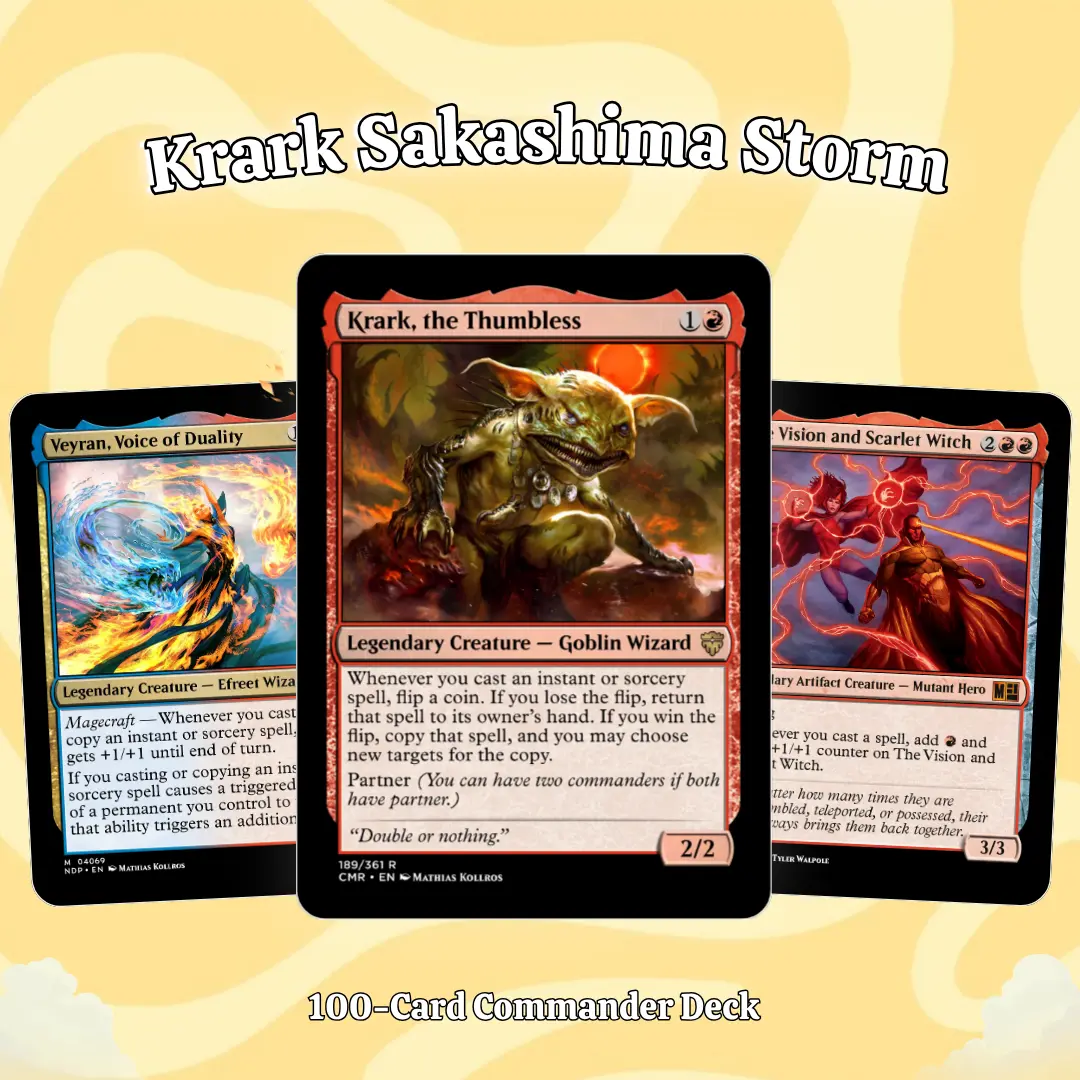 Izzet Storm Combo Dedicated Deck Card Game - Krark Sakashima Exclusive 100+ Card Proxy Commander Deck, High-Quality Ready-to-Play Magic-Style Set, Perfect Gift for Collectors