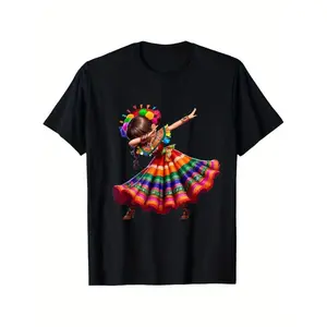 100% Cotton Cinco De Mayo Funny Mexican Dabbing Woman Cinco De Mayo T-Shirt100% Cotton Round Neck T-shirt Halloween Thanksgiving Christmas Gift for Men Women Family Friends, Valentines Day Gifts for Boyfriend Girlfriend