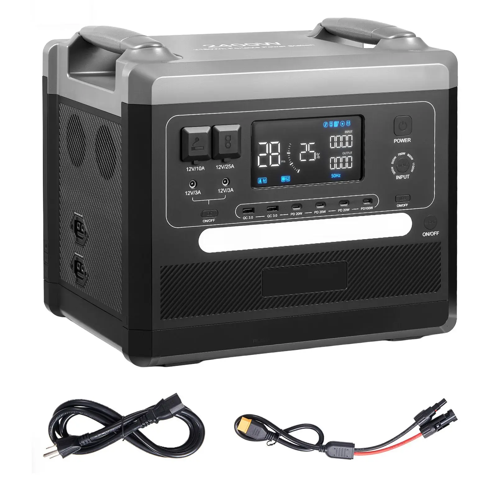 Portable Power Station, 2400W 2160Wh Power Station Solar Generator with 10 Output Ports & Adjustable Input Power, Expandable LiFePO4 Battery Backup for Home Camping RV (Solar Panel NOT Included)