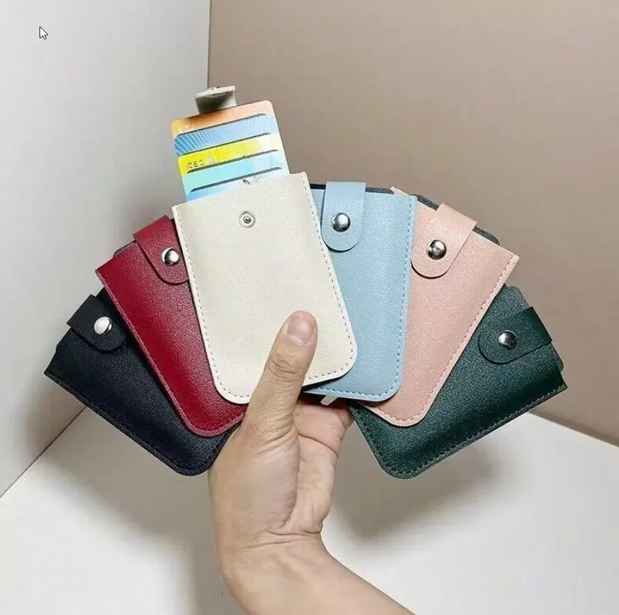 1 Pack Random Color Drawer Type Card Set Woven Bag Button Sealed Storage Bag Stackable Drawer Type Card Wallet