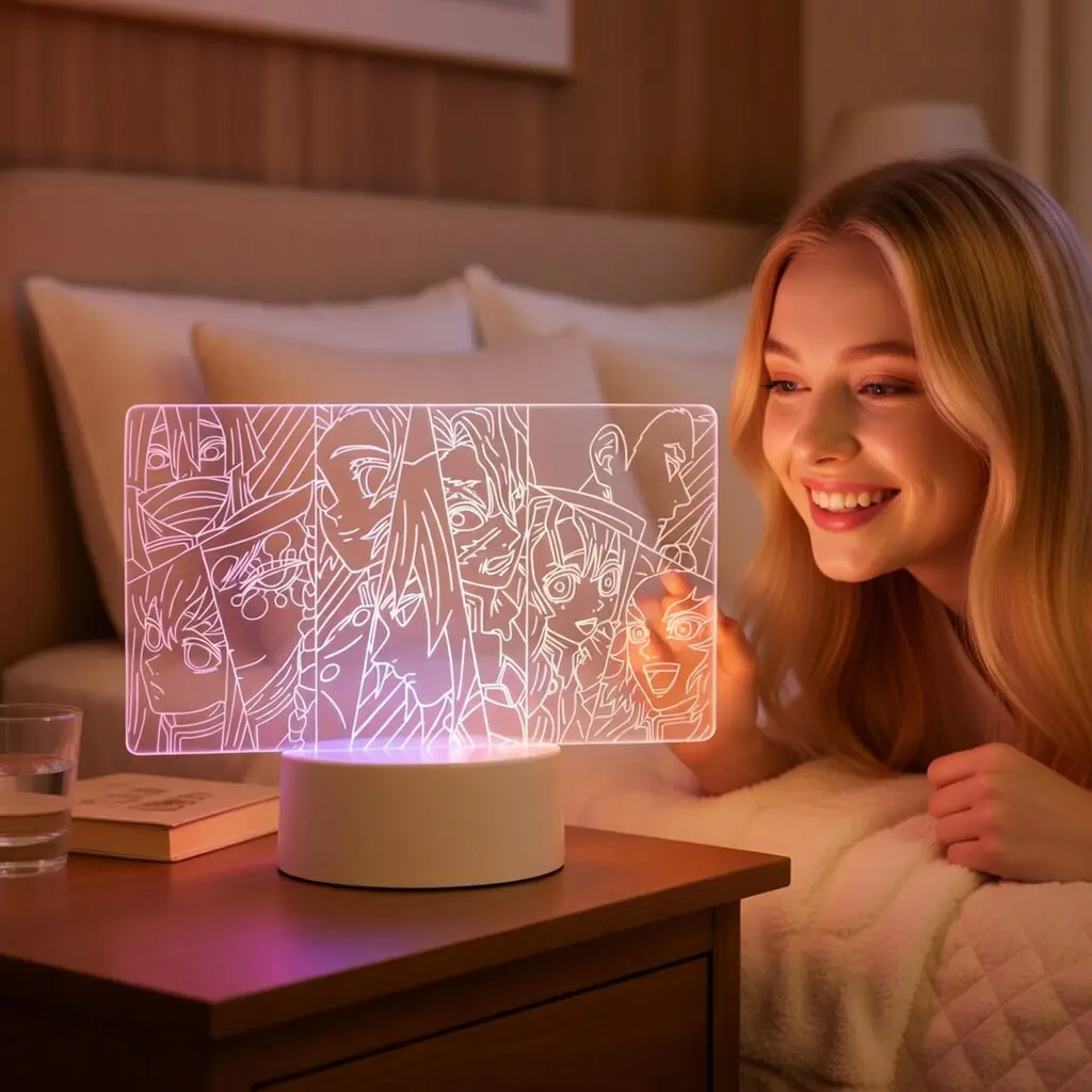 3D Anime Character Night Light-Demon Slayer Carving -Touch Control 16Color Changing Ambient Light For Bedroom Room Decor, Birthday Gifts & Decorative Items