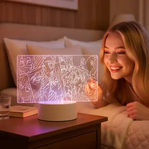 3D Anime Character Night Light-Demon Slayer Carving -Touch Control 16Color Changing Ambient Light For Bedroom Room Decor, Birthday Gifts & Decorative Items