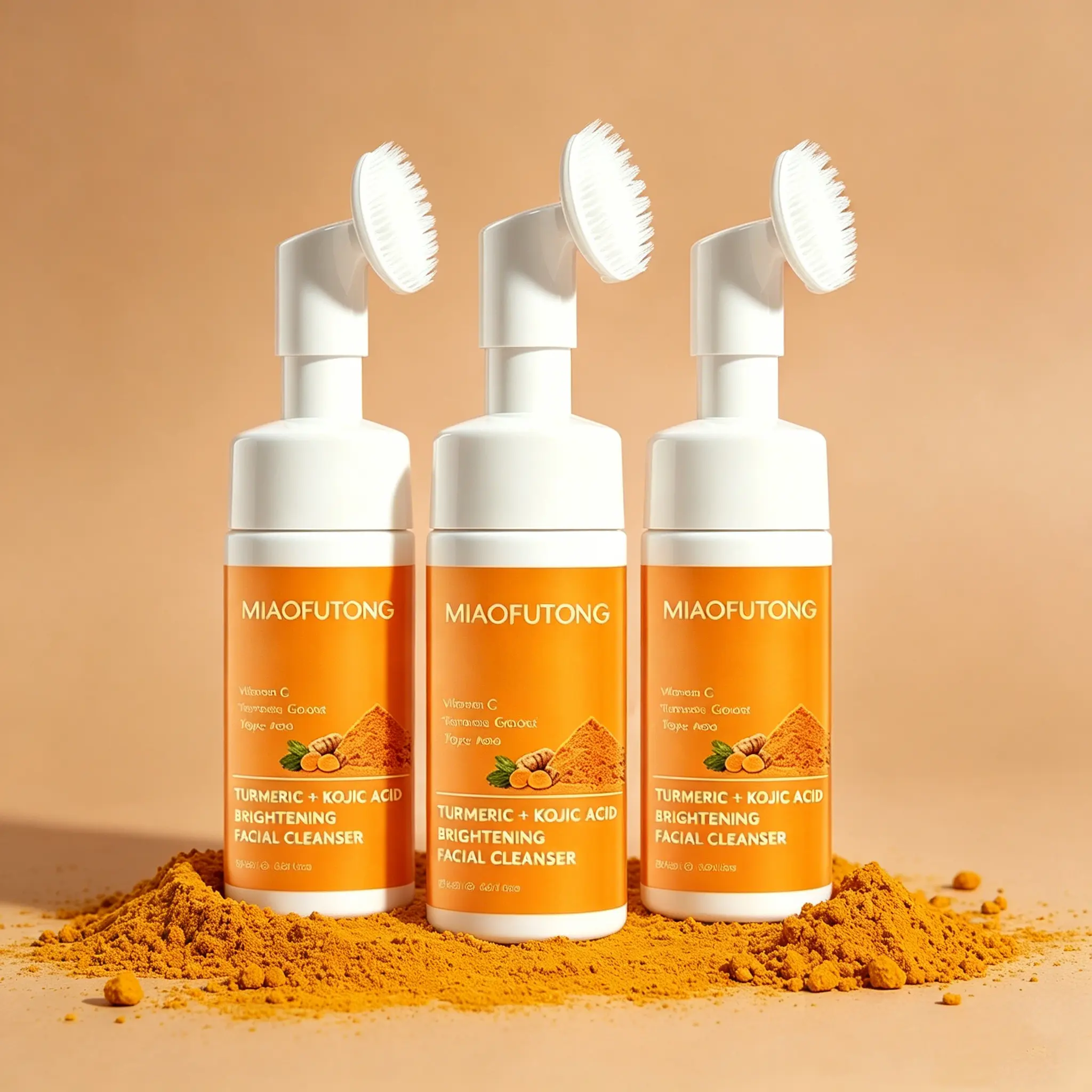TURMERIC&KOJIC Deep cleansing Turmeric Brightening Facial SkincareCleanser, Comfort Deep Cleansing , Shower Products Facial Cleansers 100ml Turmeric + Kojic Acid Foaming Facial CleanserSilicone Brush Cleansing Skincare was Cleansing and skincare summervib
