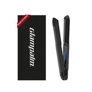 GLAMPALM GlamMuse Volumizing 1" Hair Straightener - All-Ceramic Flat Iron infused with Vita-C, Curved Plates for Volume & Curl, Trusted by K-Pop Hair Stylists, Dual Voltage Hair Straightener, Silk Press (GP202T)