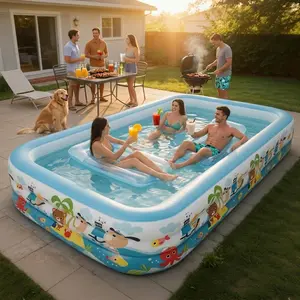 2.53mD9145507730Portable inflatable swimming pool for home and outdoor use, upgraded with thickened PVC material, extra-large summer water park, suitable for home, backyard, and balcony.