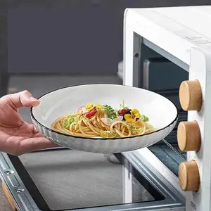 8 Inch Round Ceramic Plate, 1 Count Modern Simple Solid Color Dinner Plate, Household Tableware for Home Kitchen Dining Room, Modern Ceramic Dinnerware