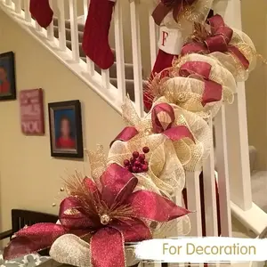 4 Pack Plastic Mesh Ribbon Rolls for Wreath Making & Seasonal Decorations, Perfect for Christmas, Wedding, Party Decor