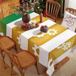 Festive Striped Tablecloth, Multiple Specifications Available, Multi - Color, Rectangular, Polyester Material, Easy to Clean, Perfect for Daily Use, Festive & Anniversary Occasions, Ideal for Christmas - Themed Dining Areas