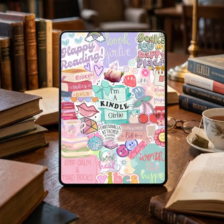 Kindle Back Cover Insert | I'm A Kindle Girlie | Colorful Reading Sticker Design | Pastel Book Lover Gift | E-Reader Skin Decal