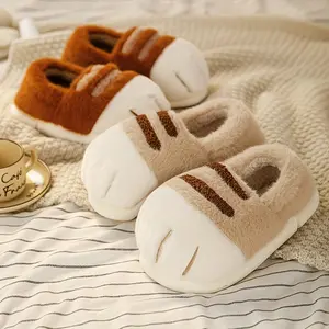 Cat Paw Creative Slippers, Home & Outdoor, Cartoon Fun Slipper, Simple Comfortable Indoor Casual Warm Fashionable Versatile All-Season Christmas Halloween Gift, for Women Men, Home Slippers, Cartoon Design, Soft Fabric