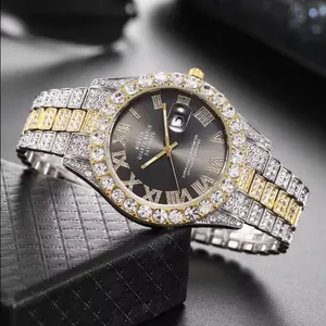 Mens Iced Out Luxury Watch Multicolor Gold Silver Watch