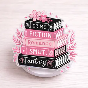 Floral Book Stack Magsafe Phone Grip - Magnetic Pop Socket Kickstand - Gift for Book Lover
