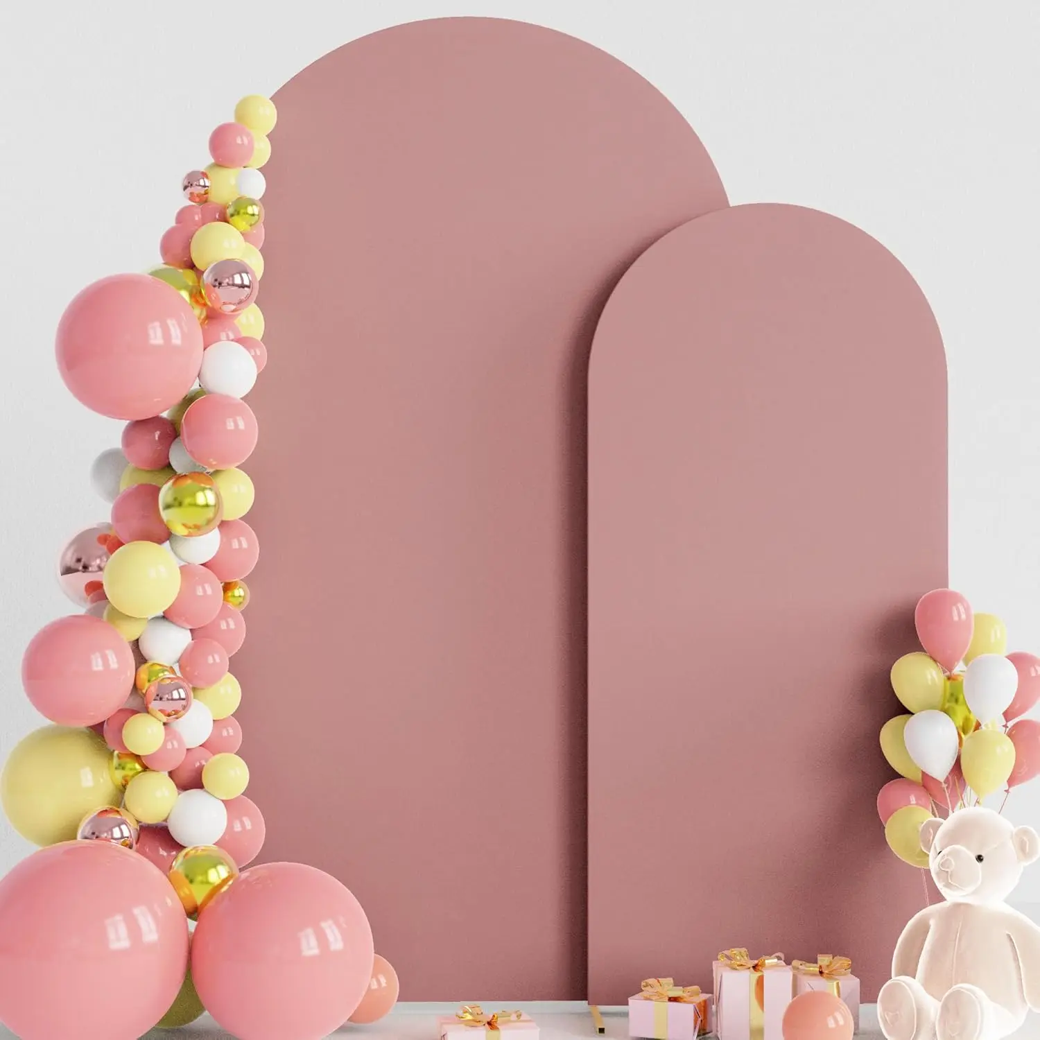 Spandex Fitted Wedding Arch Covers (2-Set, 7.2FT & 6FT Round Top Chiara Arch) - Photo Backdrops, Banners & Decoration for Wedding, Birthday Party Ceremonies