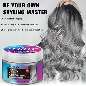 ROZINO Silver Grey Temporary Hair Color Wax (4.2oz/120g) - Matte Mud Styling Wax for Men & Women, Washable Metallic Hair Color for Cosplay, Halloween & Bold Looks - 1 Wipe Application, Vegan & Cruelty Free| TikTok Viral Hair Chalk Alternative