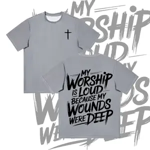 Warm T-shirt My Worship Is Loud Because My Wounds Were Deep Unisex Washed Christian Shirt, Christian Scripture T-Shirt, Vintage Retro Washed Shirt Double Sided Printed