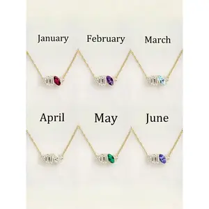 Birthstone Necklace for Women, Fashion Jewelry for Party, Daily Clothing Decor, Trendy All-match & Exquisite Jewelry for Birthday Gift