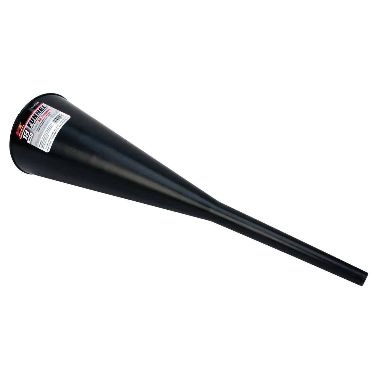 Performance Tool W4034 All Purpose Funnel 18", Made of Polypropylene (PP), Extra-long Neck to Prevent Spills, Tapered Spout to Fit Small Openings, Garage Utensil, Not Kitchen or Winter