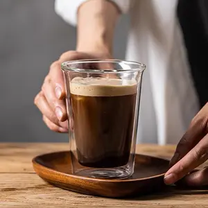 BDSTAR Iced Coffee Glasses (Set of 2) – Perfect for Iced Coffee, Lattes, Cold Brew & Matcha – For Hot or Iced Drinks – Double-Walled Borosilicate Glass – Handmade, Lightweight & Durable – 13.5oz