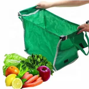 Reusable Folding Shopping Cart Bag with Handles, Non-Woven Fabric, Space-Saving Clip Design for Groceries or Outings, Durable Lightweight Tote with Sturdy Handle
