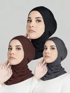 Women's Hijab Set, Turban Hijab, Plain Color Design, Modest Style, Suitable for All Seasons, Daily Wear Headscarf, Versatile Muslim Scarf, Modesty