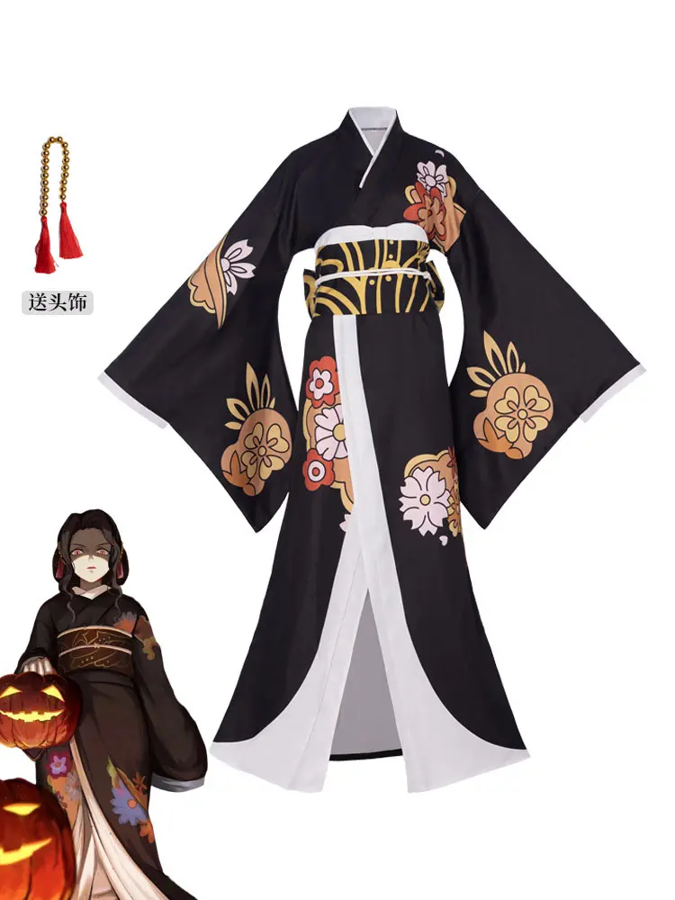 Flash Sale Demon Slayer Yukata Kimono Cosplay Costume Collection, Rui Makomo Muzan Mitsuri Floral Spider Print Japanese Kimono Outfit for Halloween Comic Con