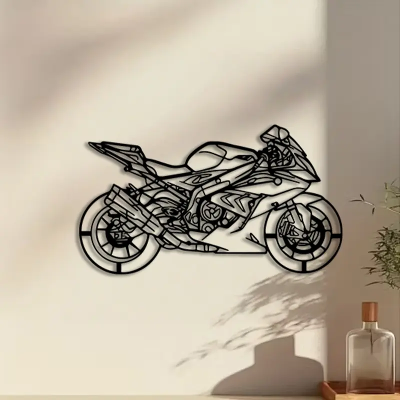 1pc Racing Superbike Metal Wall Art, Artistic Racing Superbike Statue Mural, Perfect for Garage Wall, Father's Day Decor, Ideal Gift for Bikers, Speed Metal