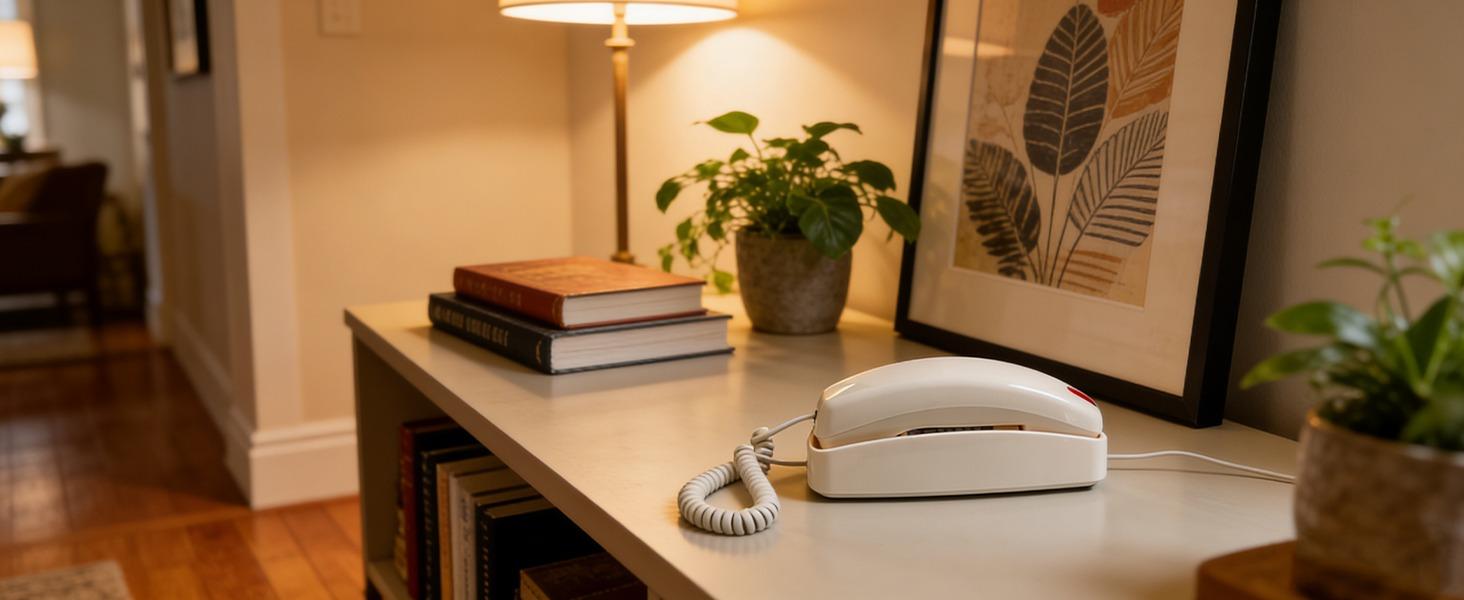 Landline Phones for Home, Corded Phone Requires No Power, Vintage Princess Phone Features Backlit Buttons, Works During Power Outages, Volume Control, Retro Wall Phone - Beige Telephone