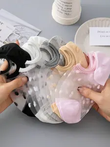 Women's 5 Pairs Polka Dot Print Contrast Mesh Sheer Plain Invisible Socks, Summer 2024 Soft Comfy Breathable Socks for Daily Wear, Women's Socks & Hosiery for Summer