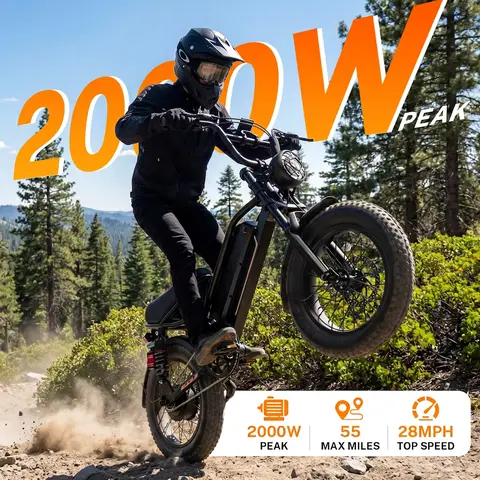 Yoloway YR16 16" Tire Frame Fat Tire Youth Electric Bike - 2000W Motor, 48V 12.5Ah Lithium Bat., 55 Mi Range, Full Suspens., 4 Shock Absorbers, Cruise Control, Compact Frame, All-Terrain Trail E-Biking for 4'9"-5'5" Riders (New Version)