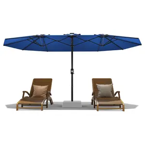 13FT Extra Large Double-Sided Patio Umbrella ,Rectangular Market Umbrella with Easy Crank Handle, Waterproof UV Protection ,Outdoor Shade for Pool, Lawn, Garden, Backyard, No Base deck